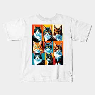 Pop Art Cat Portraits Kids T-Shirt